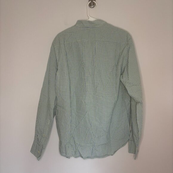 TAILORED by J.CREW Sz Large Button Down Dress Shirt Pocket Blue Green - Picture 4 of 4